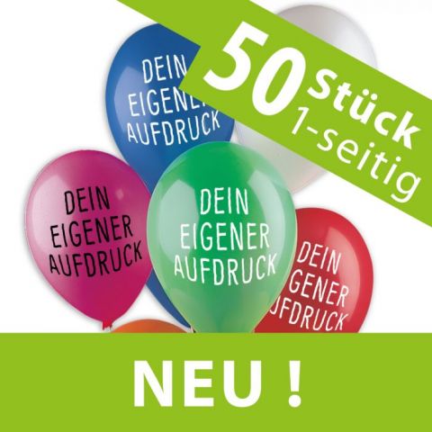 NEU: Sonderangebot: 50 bedruckte Luftballons, Aufdruck 1-seitig 1-farbig