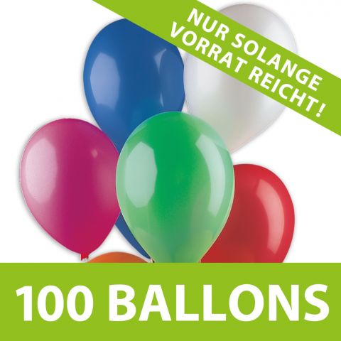 Sonderangebot: 100 bunte Luftballons (30 cm Durchmesser, 105 cm Umfang)