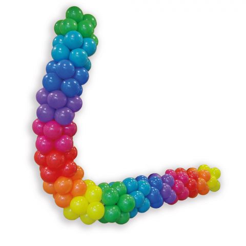 Ballongirlande aus bunten Luftballons, Regenbogenfarben, 5m lang
