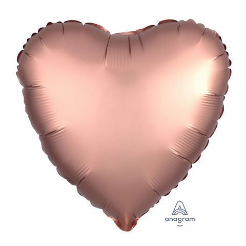 Folienballon Herz in der Farbe Satin lux rosé copper