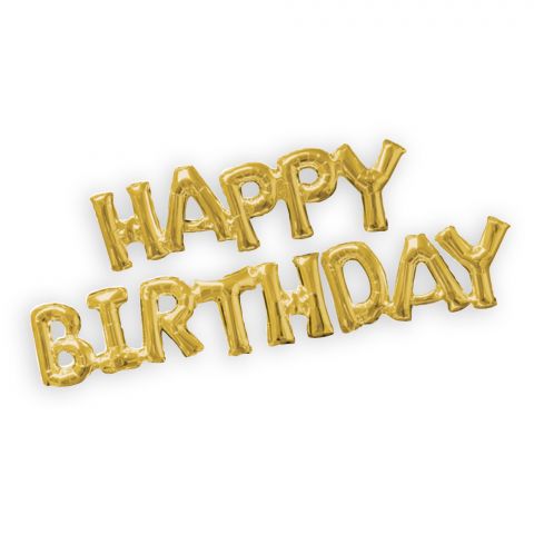 Folienballongirlande-Kette, Schriftzug "Happy Birthday"