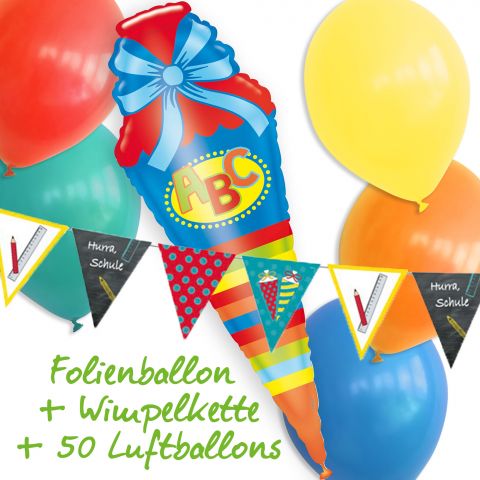 Paw Patrol Set Folienballons, Hund Chase in groß, 2 Team-Folienballons, 1 roter und 1 blauer Stern, 30 Standard Ballons in rot, gelb, blau