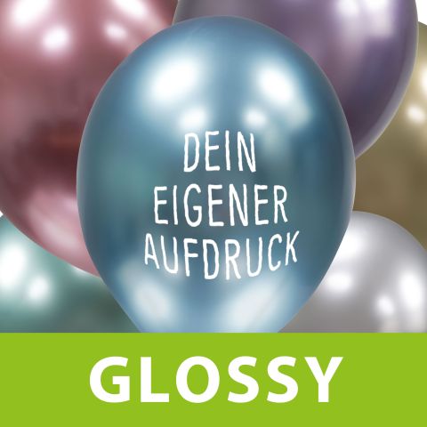 Glossy Ballons 1-farbig weiß bedrucken lassen , Luftballon mit Wunschmotiv oder Logo bedrucken lassen