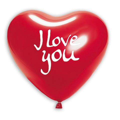 Roter Herzluftballon mit Audruck "I love you"