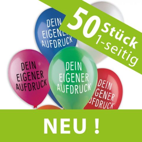 Sonderangebot: 50 bedruckte Luftballons, Aufdruck 1-seitig 1-farbig