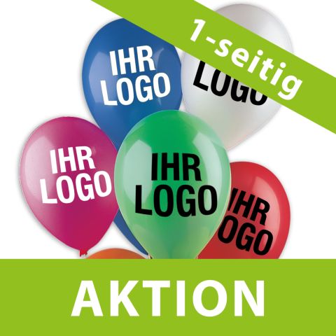 Aktion: Einseitig bedruckte Luftballons mit Wunschlogo in schwarz oder weiß im Angebot.
