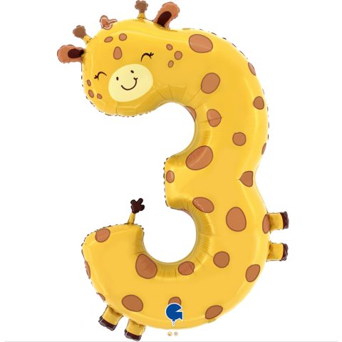 Giraffe Folienballon Zahl 3