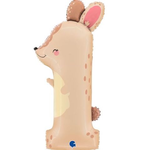 Folienballon, Zahl 1, Tiermotiv Hase