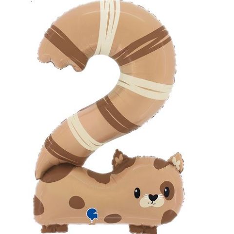Folienballon Katze, Zahl 2, braun beige gestreifte Katze