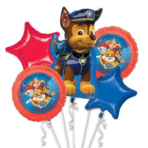 5 verschiedene Folienballons für den Kindergeburtstag Paw Patrol.