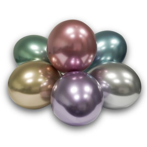 Glossy Luftballons in pink, green, silbver, green, blue und gold. Tolle Chromoptik.