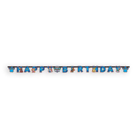 Papier-Girlande, Partykette Paw-Patrol mit dem Schriftzug "Happy Birthday"