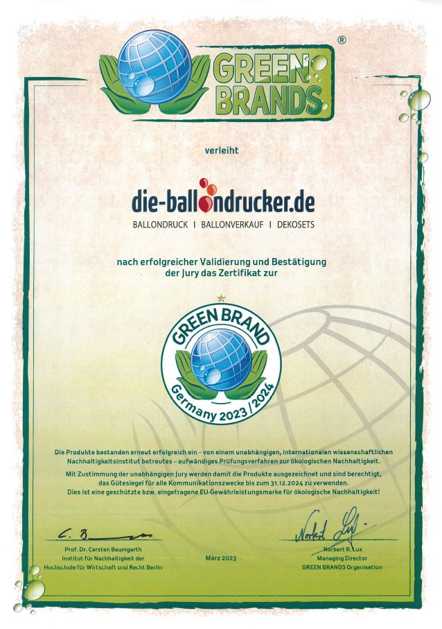 Zertifikat GREEN BRANDS